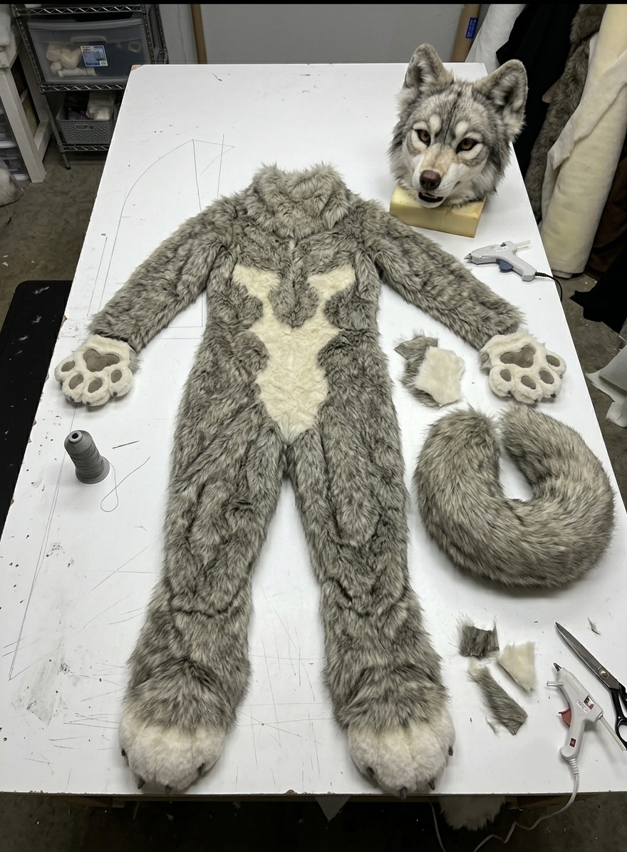 Wolf fursuit work in progress